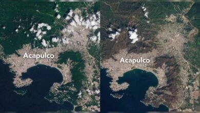 NASA presenta imagenes del antes y despupes del huracán Otis en Acapulco