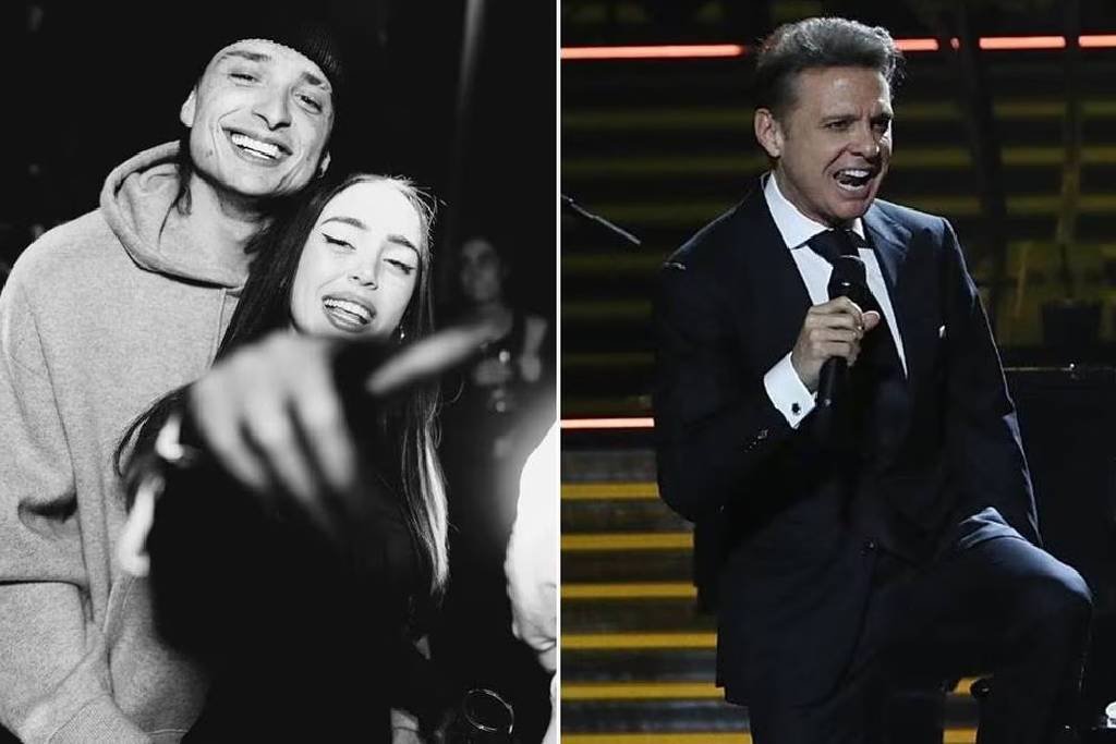 Luis Miguel saluda a Peso Pluma durante su concierto en la CDMX 