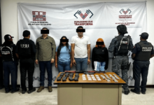 SSP y FGE detienen a cuatro personas con presuntas drogas y arma de alto calibre en Suchiapa