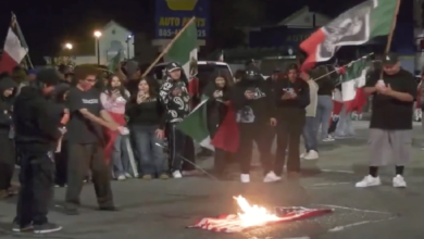 Mexicanos queman banderas en protesta por deportaciones en EU