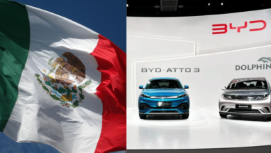 Imagen editada de BYD y la bandera de México