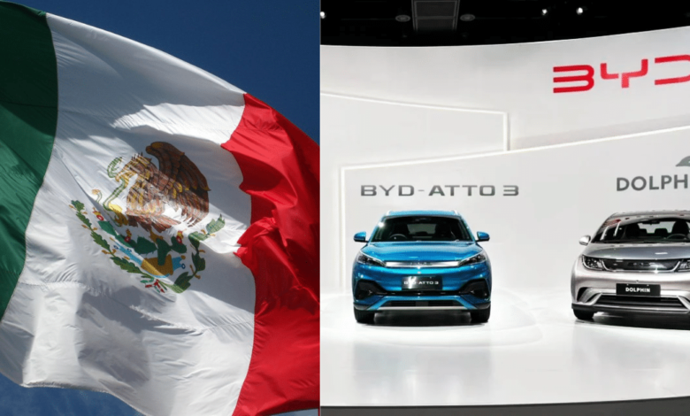 Imagen editada de BYD y la bandera de México