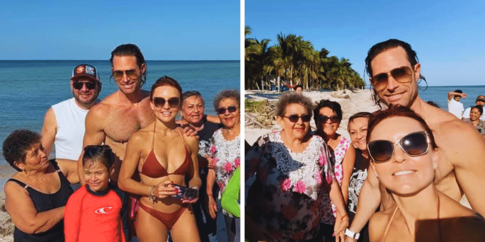 Sebastián Rulli y Angelique Boyer conviven con familias de Tixkokob en Telchac Puerto