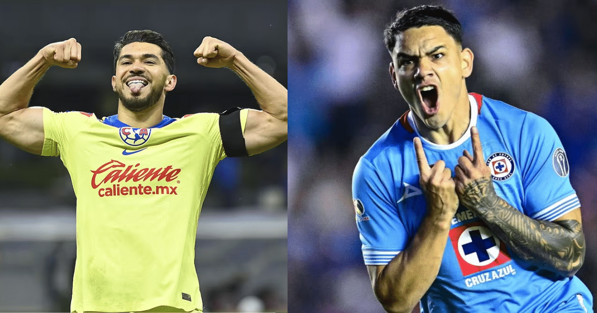 Imagen editada de jugador de futbol del america y jugador de futbol del cruz azul