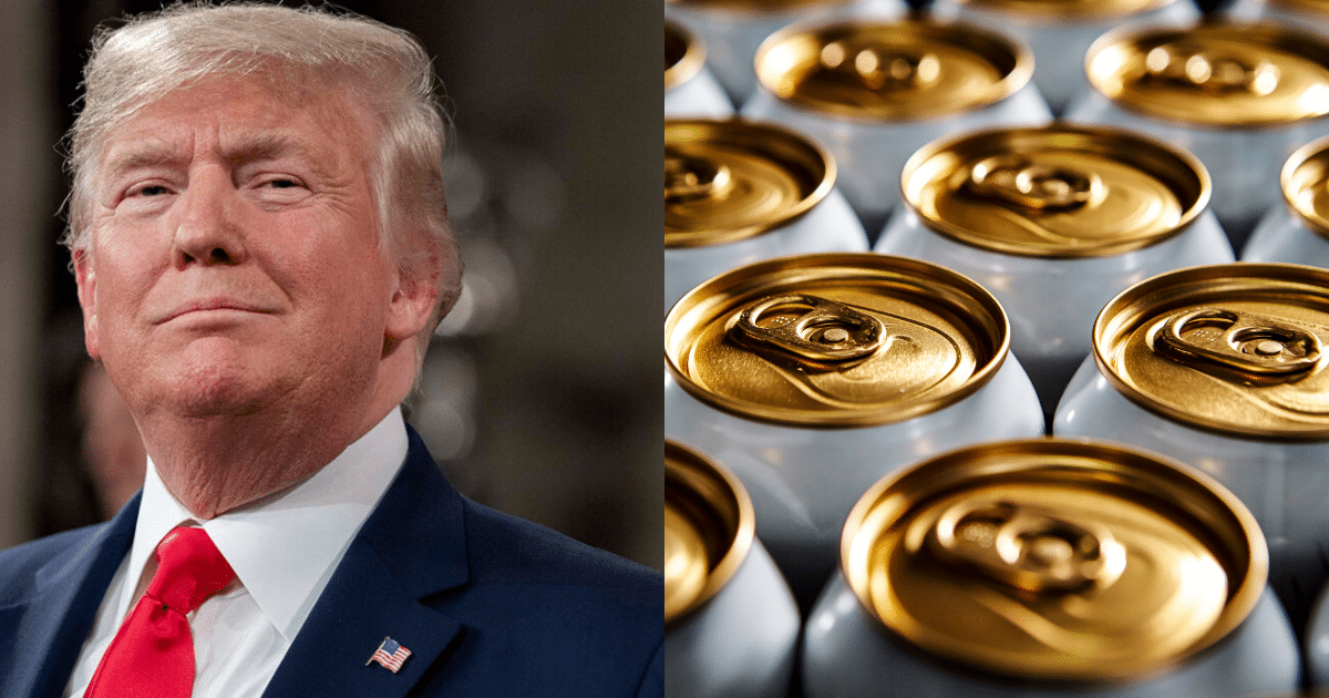 Imagen editada de Trump, y latas de cerveza