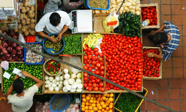 Imagen de mercado visto desde angulo alto