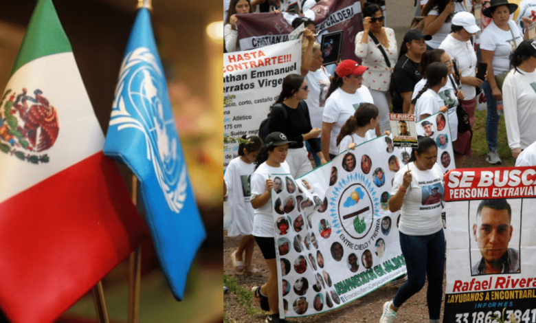 Imagen editada de la ONU en Mexico con imagen de personas desaparecidas