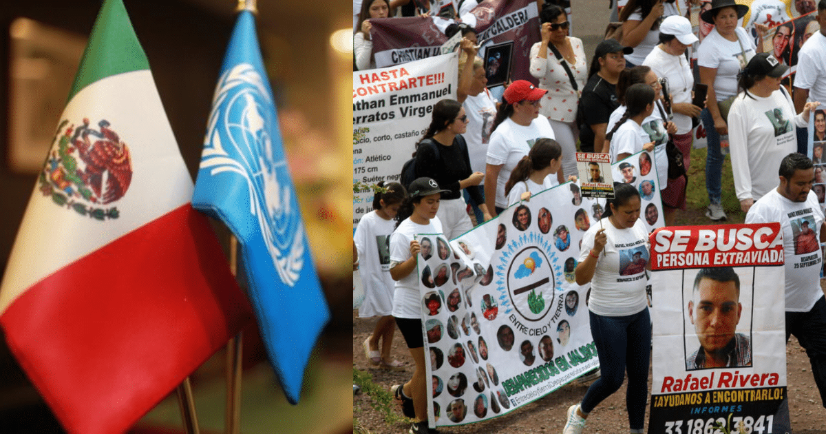 Imagen editada de la ONU en Mexico con imagen de personas desaparecidas