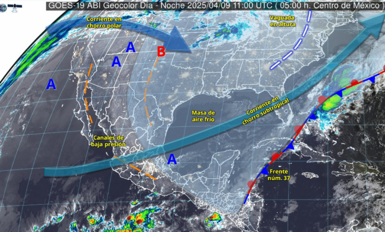 Imagen satelital de México con detalles de pronostico de clima