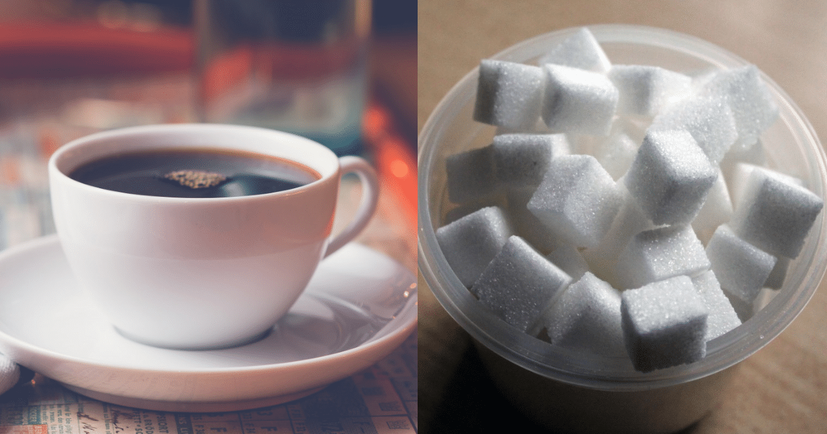 Imagen editada de una tasa de café y azúcar