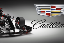Imagen editada de monoplaza y logo de Cadillac