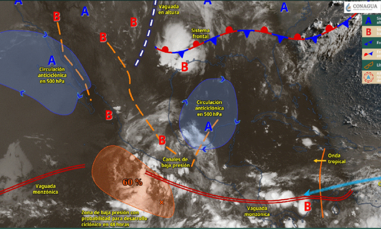 Intensas lluvias en el centro y sur de México, con posibles torbellinos en el norte del país