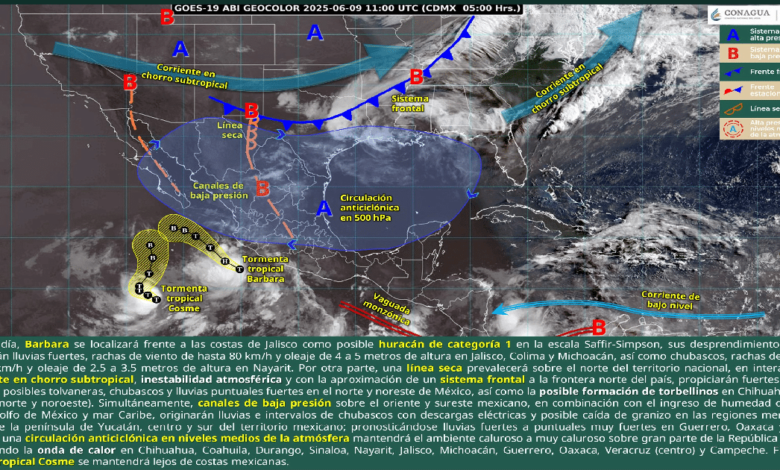 Intensas lluvias en el occidente y sur de México_ alerta en siete estados