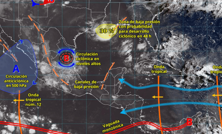 Alertan por lluvias puntuales intensas en cinco estados del Pacífico mexicano