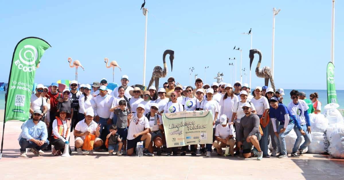 Recolectan más de 200 kg de residuos en jornada de limpieza en Telchac Puerto