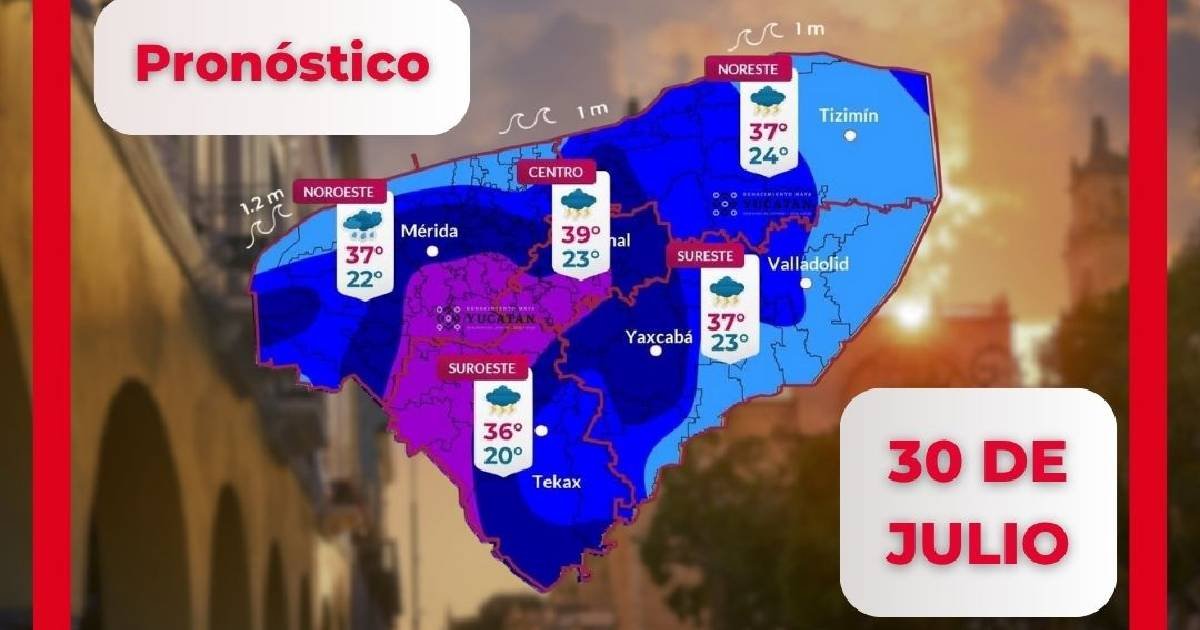 Clima en Yucatán: lluvia modera a fuerte por Onda Tropical