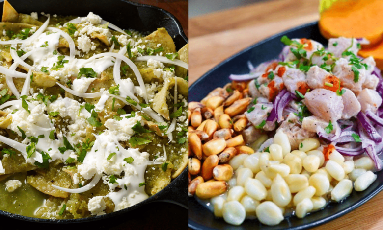 Las cocinas de México y Perú destacan por su riqueza, diversidad y sabor. Mientras la mexicana brilla en tacos, chilaquiles y pozole, la peruana impresiona con ceviche, lomo saltado y ají de gallina.