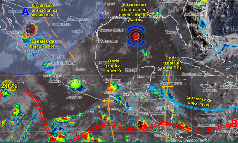 Lluvias intensas afectarán el sur y sureste de México; se esperan fuertes precipitaciones en gran parte del país