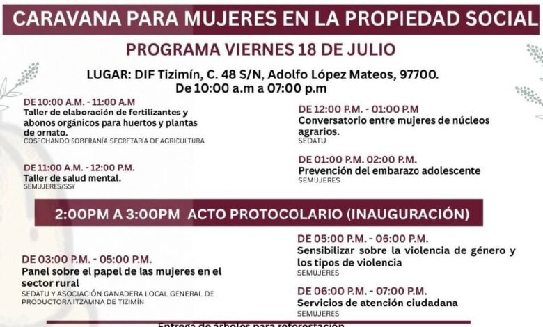 Tizimín será sede de la Caravana para Mujeres en la Propiedad Social
