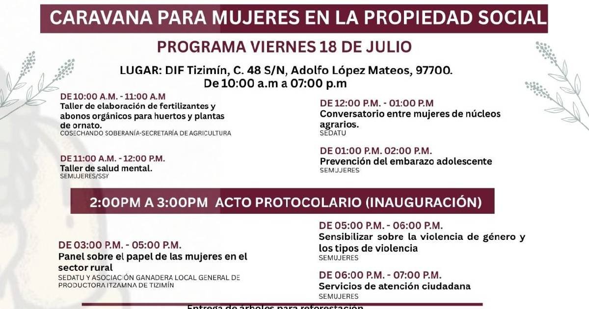 Tizimín será sede de la Caravana para Mujeres en la Propiedad Social