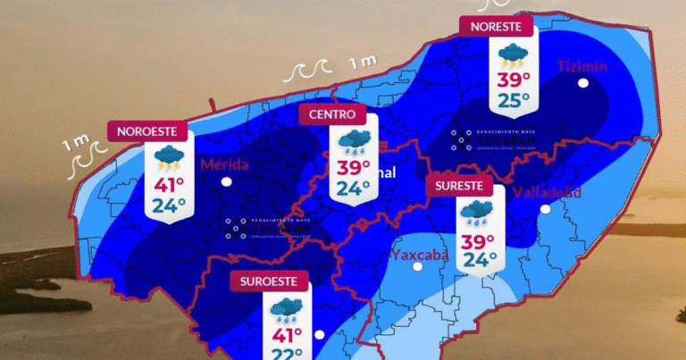 El ingreso de aire marítimo tropical procedente del Mar Caribe y del Golfo de México, junto con el establecimiento de una vaguada, generará este jueves lluvias moderadas y fuertes en varias regiones de Yucatán.