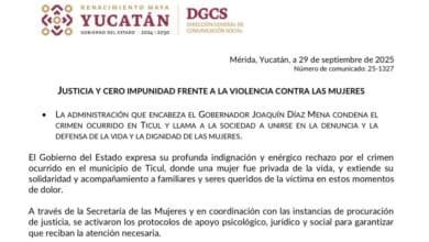 Feminicidio en Ticul: Yucatán exige justicia y refuerza combate a la violencia de género