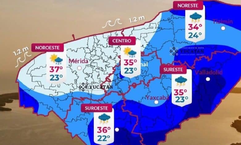 Clima en Yucatán: se espera lluvia moderada en la tarde