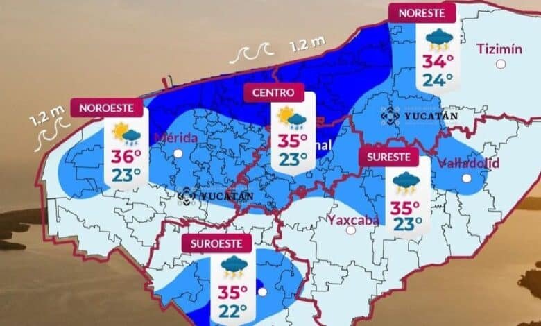 Clima en Yucatán: se espera chubascos vespertinos en algunos municipios