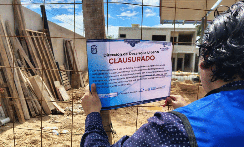 Clausuran obra sin permiso en Kanasín que sería expendio de combustible