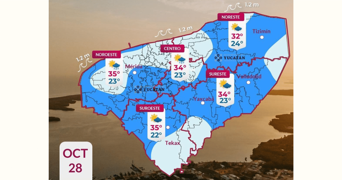 clima en yucatán se espera lluvia moderada