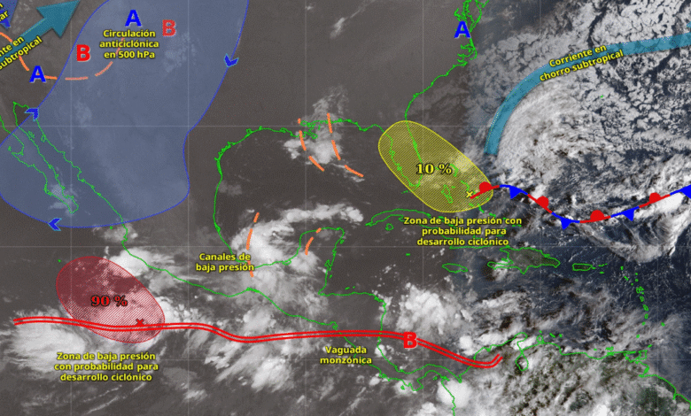 Lluvias intensas afectarán a seis estados del país por posible ciclón tropical