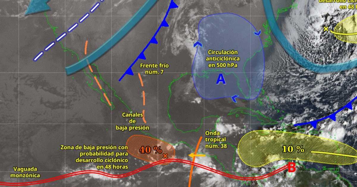 Pronóstico del clima viernes 17 de octubre, siguen las lluvias para el sureste mexicano