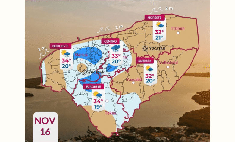 aire marítimo y vaguada dejarán domingo caluroso con lluvias dispersas en yucatán