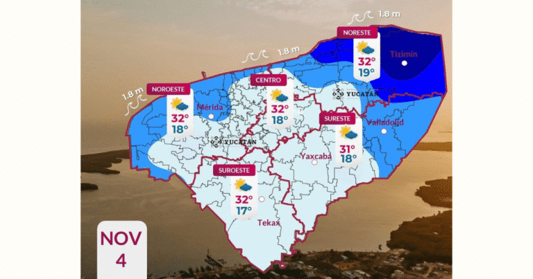 clima en yucatán se espera lluvia dispersa en el día