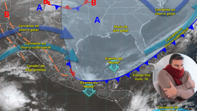 Frente Frío 16 Azota el Sureste Alerta por Lluvias Torrenciales y Heladas en la Mesa Central (Foto SMN/Canva)
