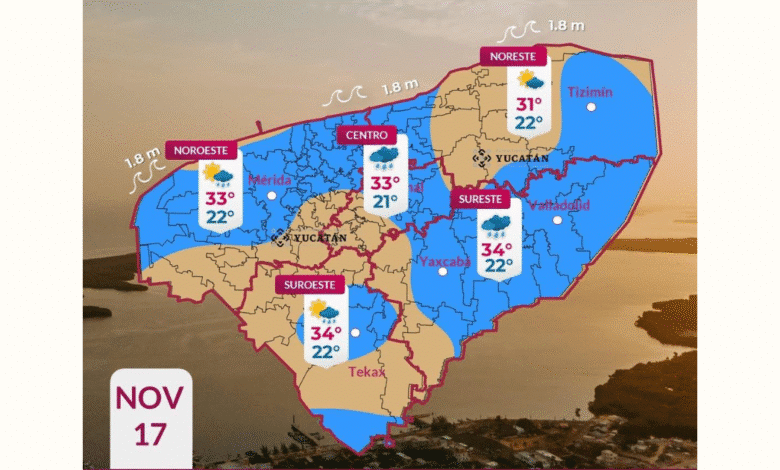 ingresará aire marítimo y se prevén lluvias dispersas este lunes en yucatán