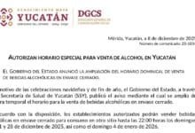 Yucatán amplía horario dominical para venta de alcohol por temporada decembrina