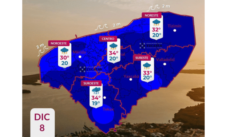 clima en yucatán se espera lluvia moderada después del mediodía