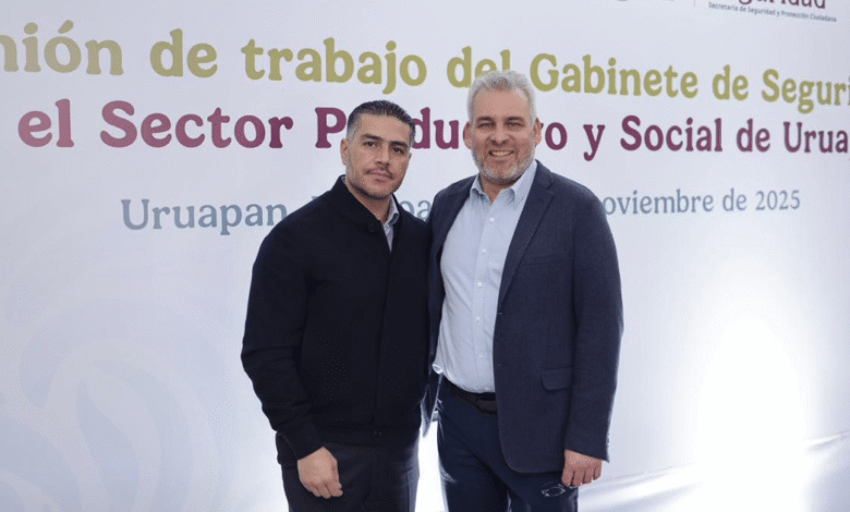 Harfuch y Ramírez Bedolla refuerzan estrategia de seguridad en Uruapan