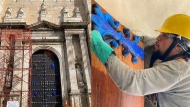 Catedral de Mérida usa por primera vez láser para borrar grafiti sin dañar la piedra