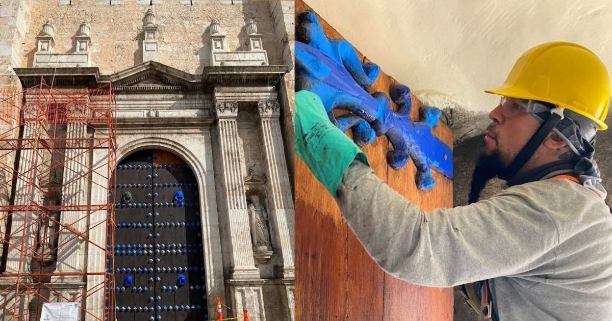 Catedral de Mérida usa por primera vez láser para borrar grafiti sin dañar la piedra