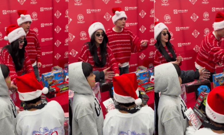 Kenia Os y Peso Pluma llevan alegría navideña a niños en Estados Unidos con entrega de juguetes