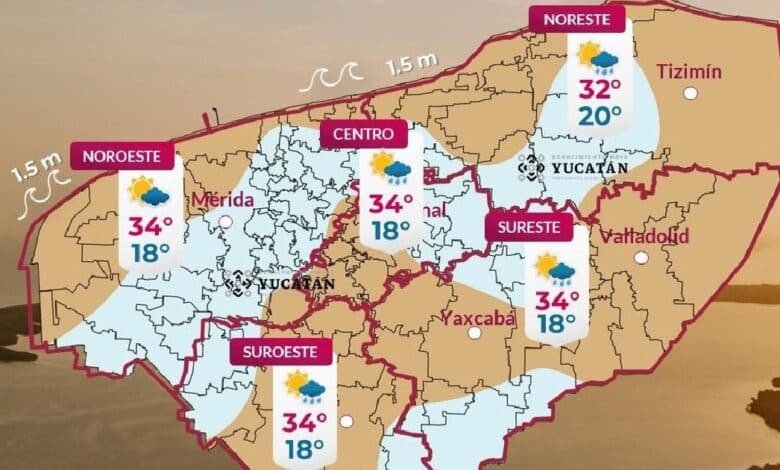 Clima en Yucatán: habrá lluvia ligera vespertina a en algunos municipios