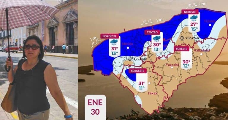 Clima en Yucatán: habrá ambiente cálido hoy y amanecer fresco mañana sábado Se tendrá lluvias en la madrugada por ingreso de Frente Frío Iridiany Martín De acuerdo con los pronósticos meteorológicos para este viernes 30 de enero, habrá el ingreso de aire marítimo procedente del Golfo de México, el cual favorecerá con ambiente cálido con temperatura máxima de 27 y 31°C en el día y frio durante el amanecer del sábado 31 de enero. Se espera temperatura mínima de 13 a 15°C en el sureste, centro y noreste, y de 16 a 18°C en Mérida y sus alrededores. El potencial de lluvia es bajo durante este día, sin embargo, tendremos la presencia de lluvia moderada en horas de la madrugada y amanecer del sábado 31 de enero debido a la cercanía del Frente Frío No.32. El viento inicialmente será del este y norte con rachas de 20 a 30 km/h, intensificándose durante la mañana del sábado.
