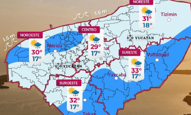 Para este jueves 22 de enero se prevé un incremento en la probabilidad de lluvias en Yucatán, debido al ingreso de humedad proveniente del Mar Caribe y al establecimiento de una vaguada sobre la región.