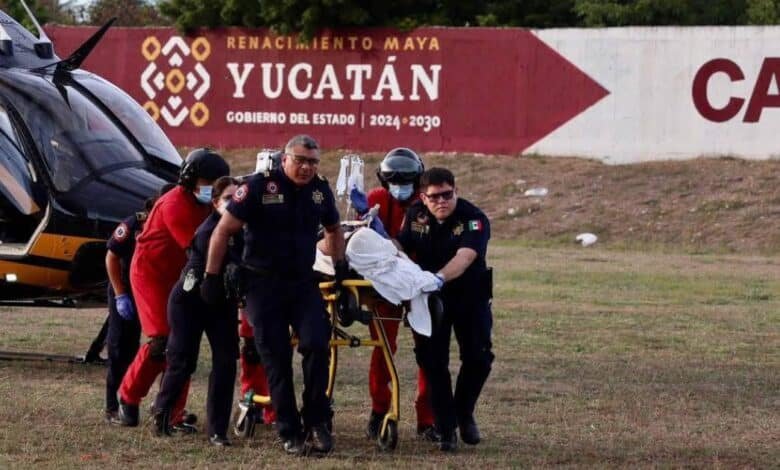 realizan traslado aeromédico de joven lesionada tras accidente vial en tizimín