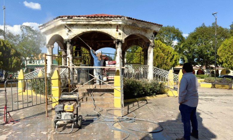 rehabilitarán quiosco del parque principal de kanasín tras incendio