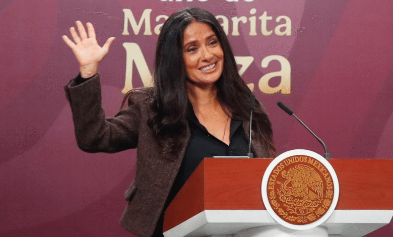 Claudia Sheinbaum y Salma Hayek presentan nueva ley de cine