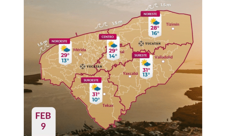 clima en yucatán prevalecerá tiempo estable este lunes 9 de febrero