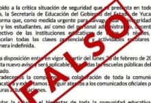 Desmienten suspensión de clases en Yucatán; llaman a no difundir información falsa (Foto falsa de segey)